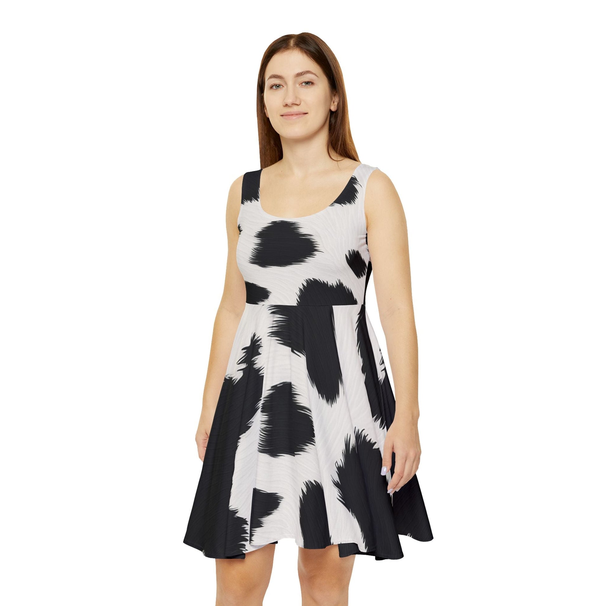 Cow Print Skater Dress, Artsulli - Art is Long, Life is Short, All Over Prints, , , , , , , 