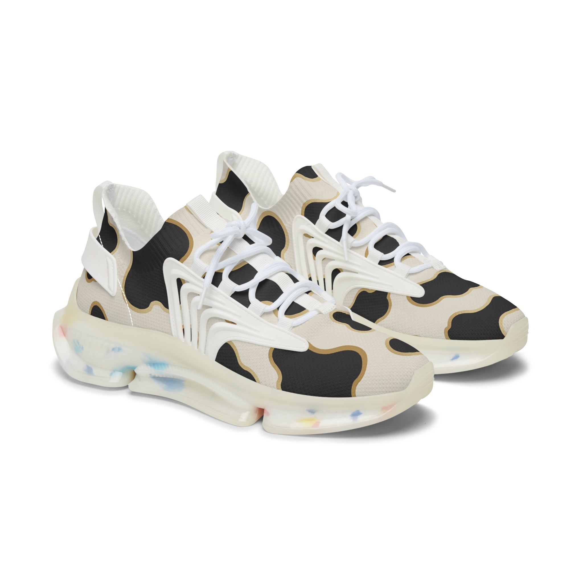 Cow Print Speckled Sole Mesh Sneakers, Artsulli - Art is Long, Life is Short, Shoes, Color, White sole, Size, US 5.5, , , 72772553620479507781