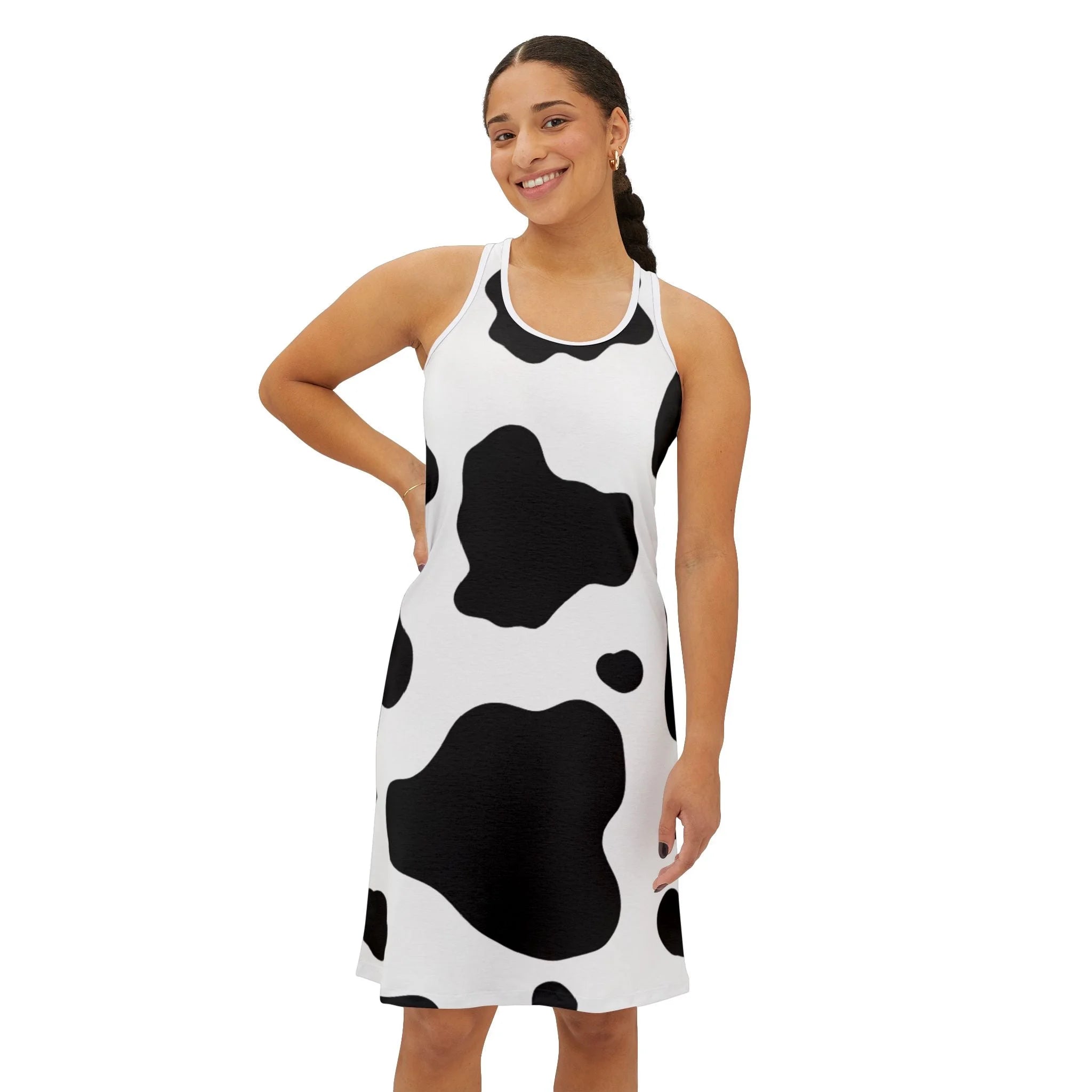 Cow Print Tank Top Dress Comfortable Wearing Experience, Artsulli - Art is Long, Life is Short, Tank Top, , , , , , , 