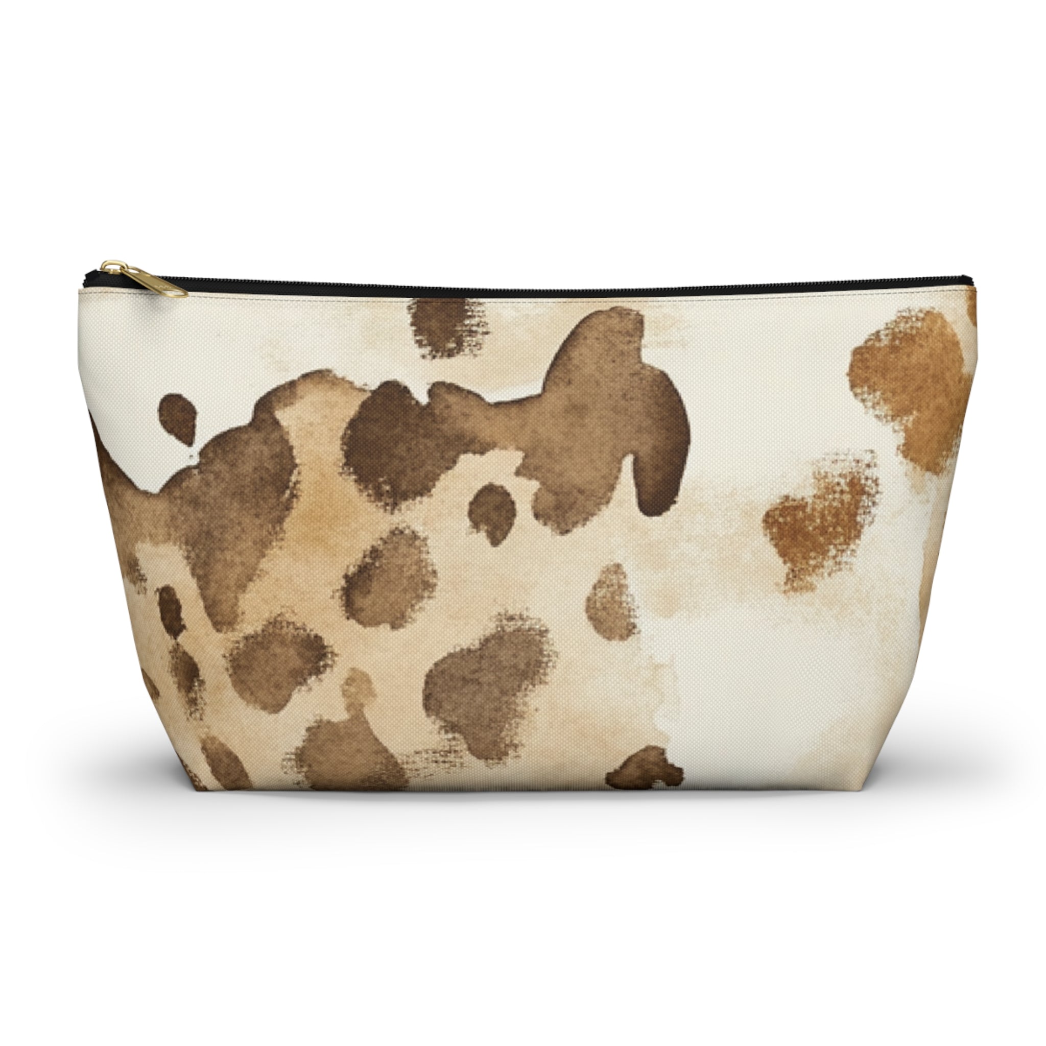 Cow Print Zipper Pouch, Artsulli - Art is Long, Life is Short, Bags, Size, Large, Color, Black zipper, , , 13061396844426418307