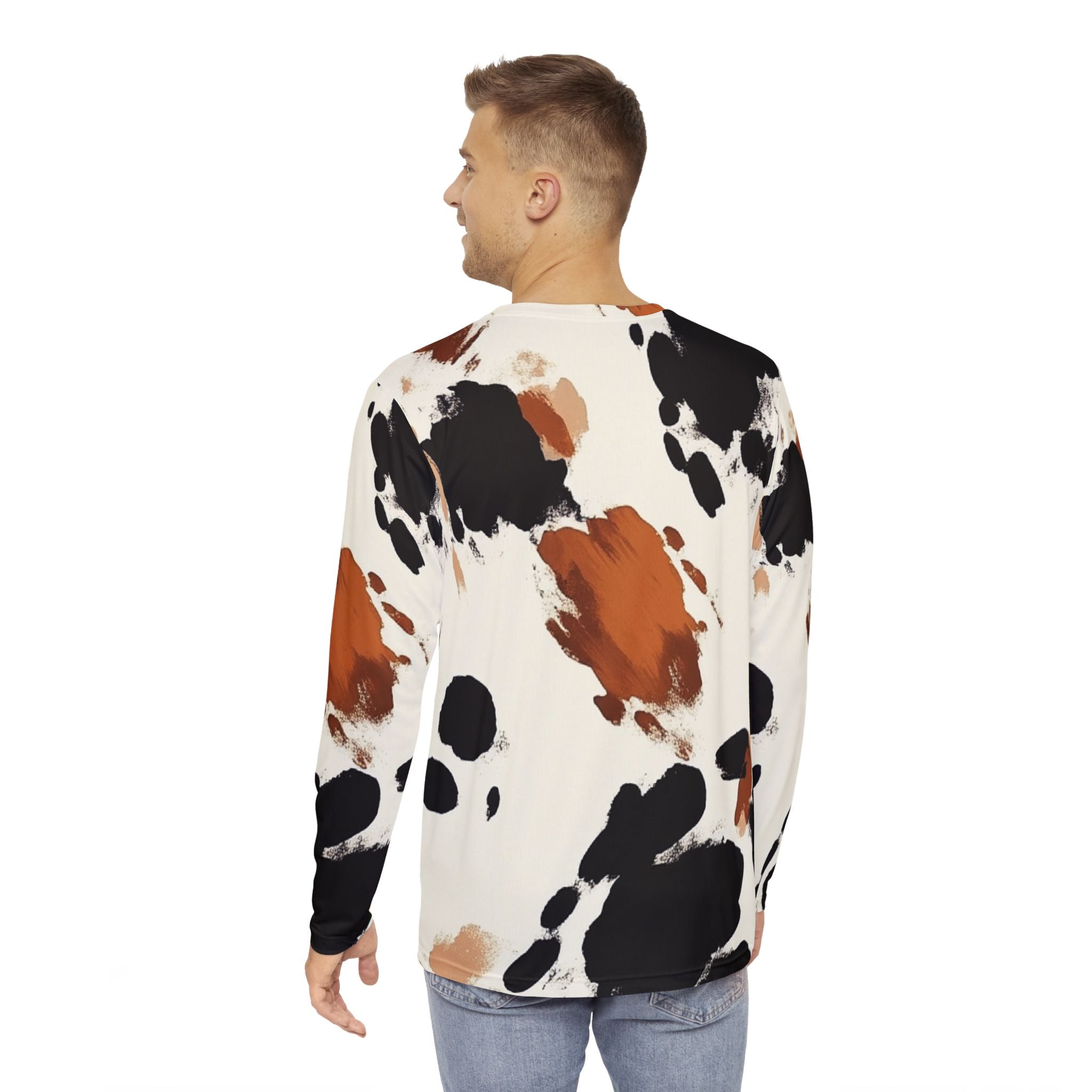 Cowhide Print Long Sleeve Shirt, Artsulli - Art is Long, Life is Short, All Over Prints, , , , , , , 