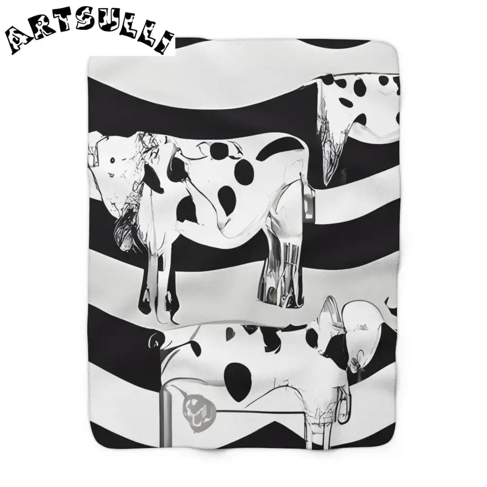 JAKKOUTTHEBXX Cozy Fleece Blanket with Black and White Cow Pattern 2025