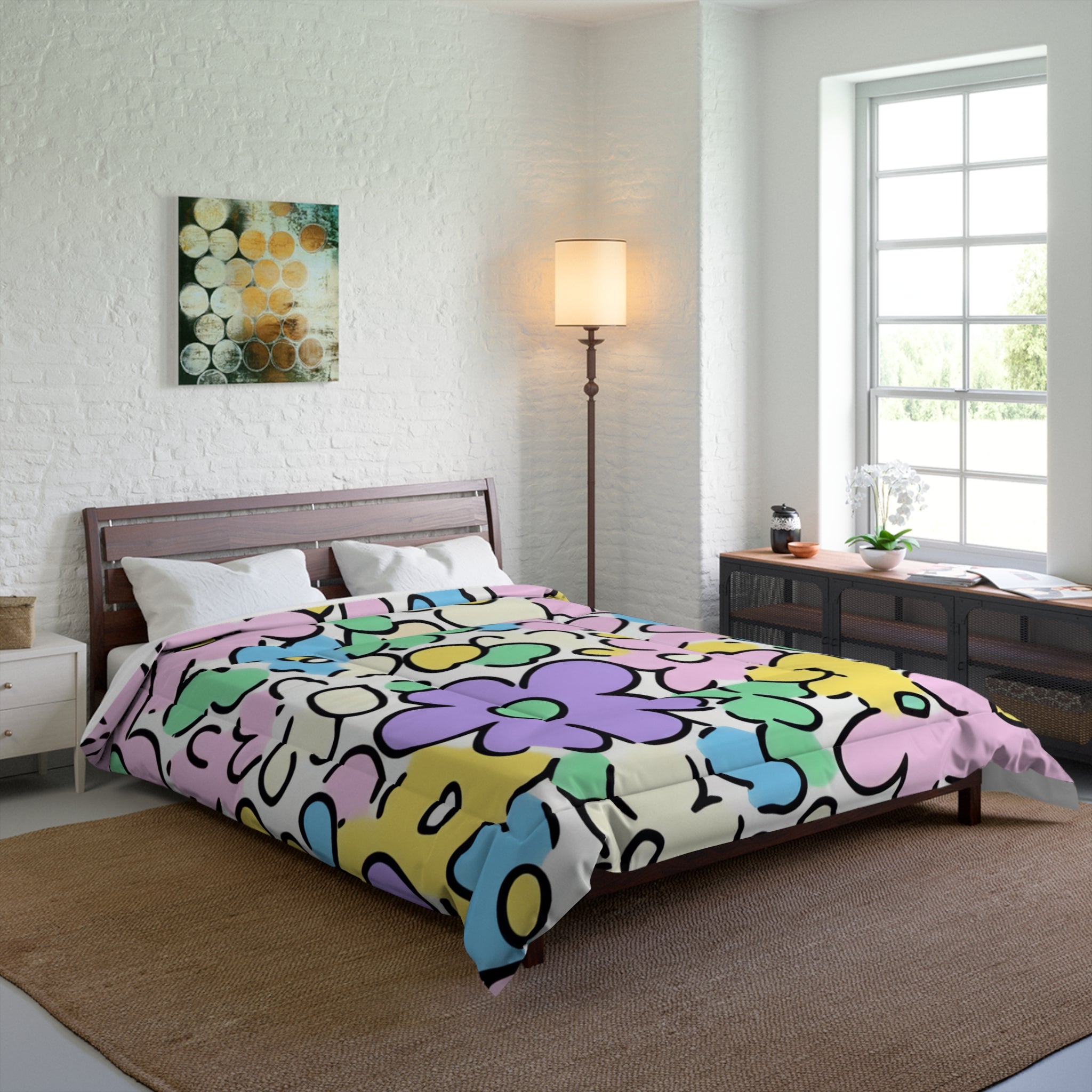 Printify Cozy Pastel Floral Comforter 2025