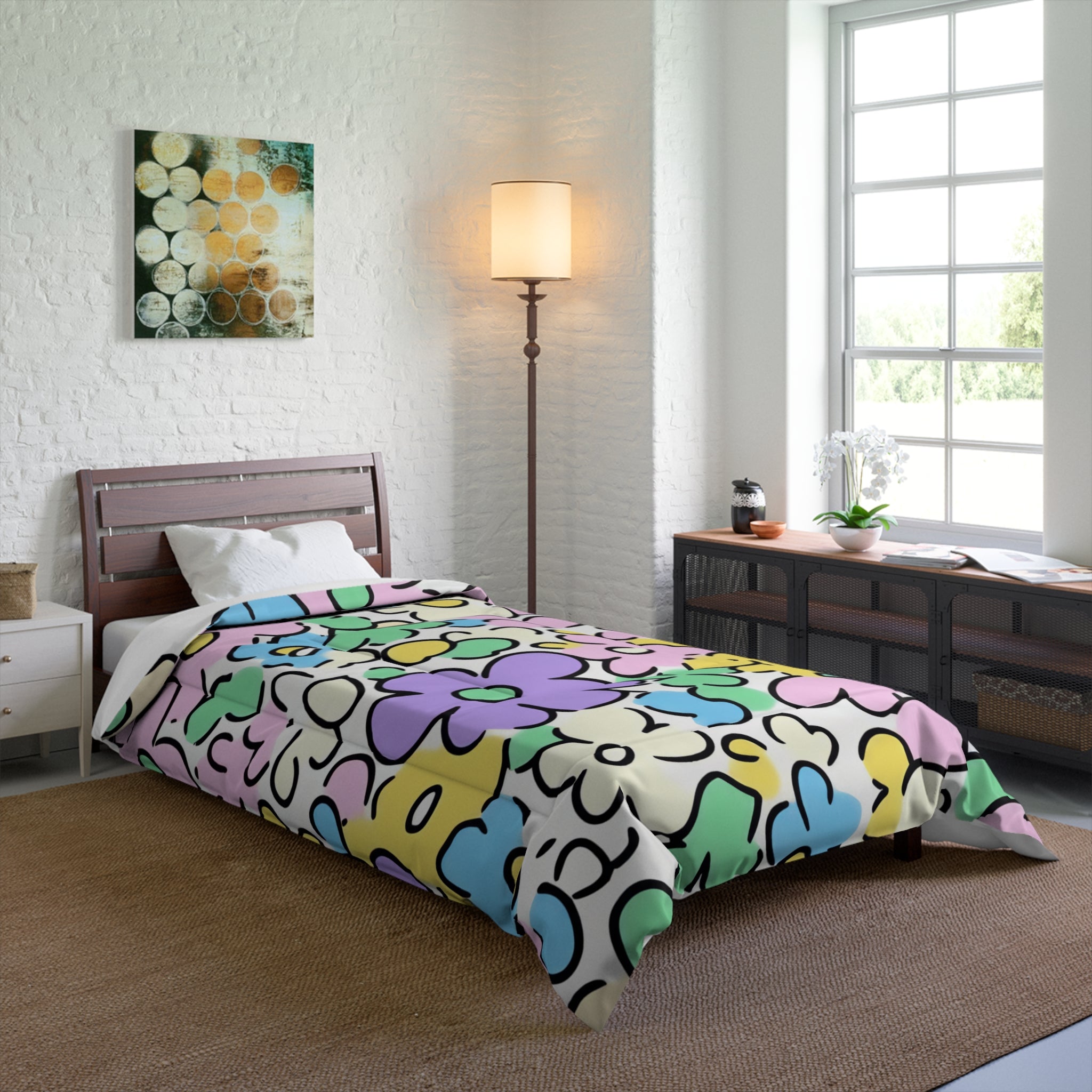 Printify Cozy Pastel Floral Comforter 2025