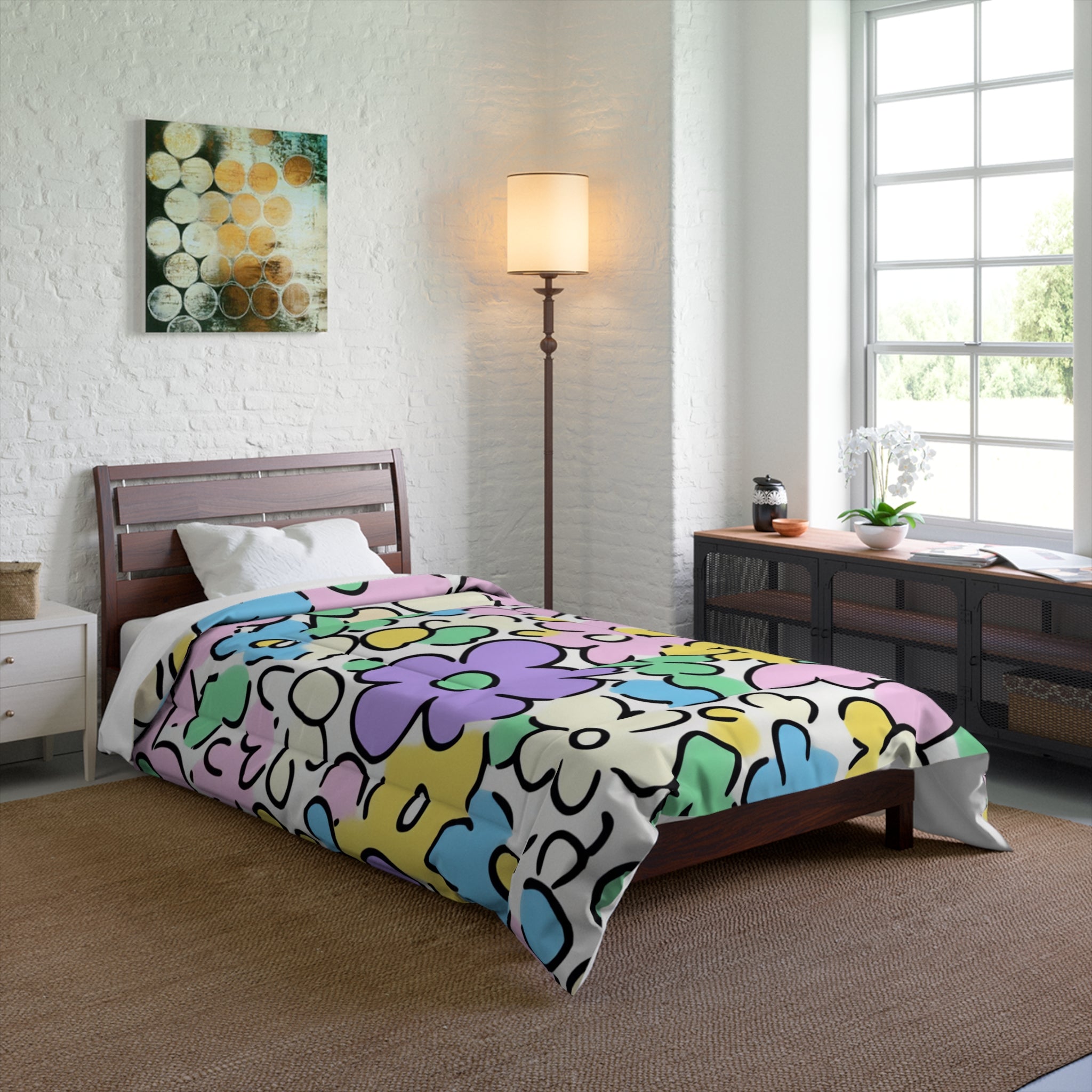 Printify Cozy Pastel Floral Comforter 2025