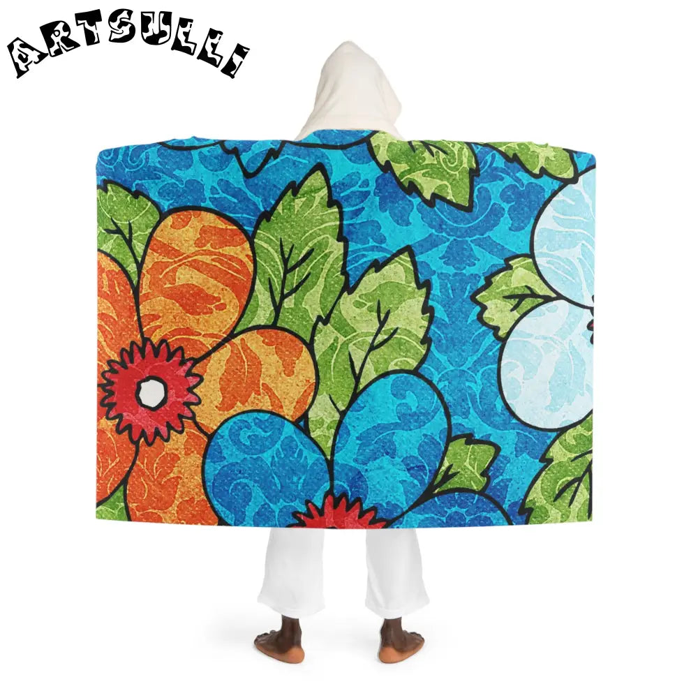 Cozy Patterned Hooded Fleece Blanket, Artsulli - Art is Long, Life is Short, All Over Prints, , , , , , , 