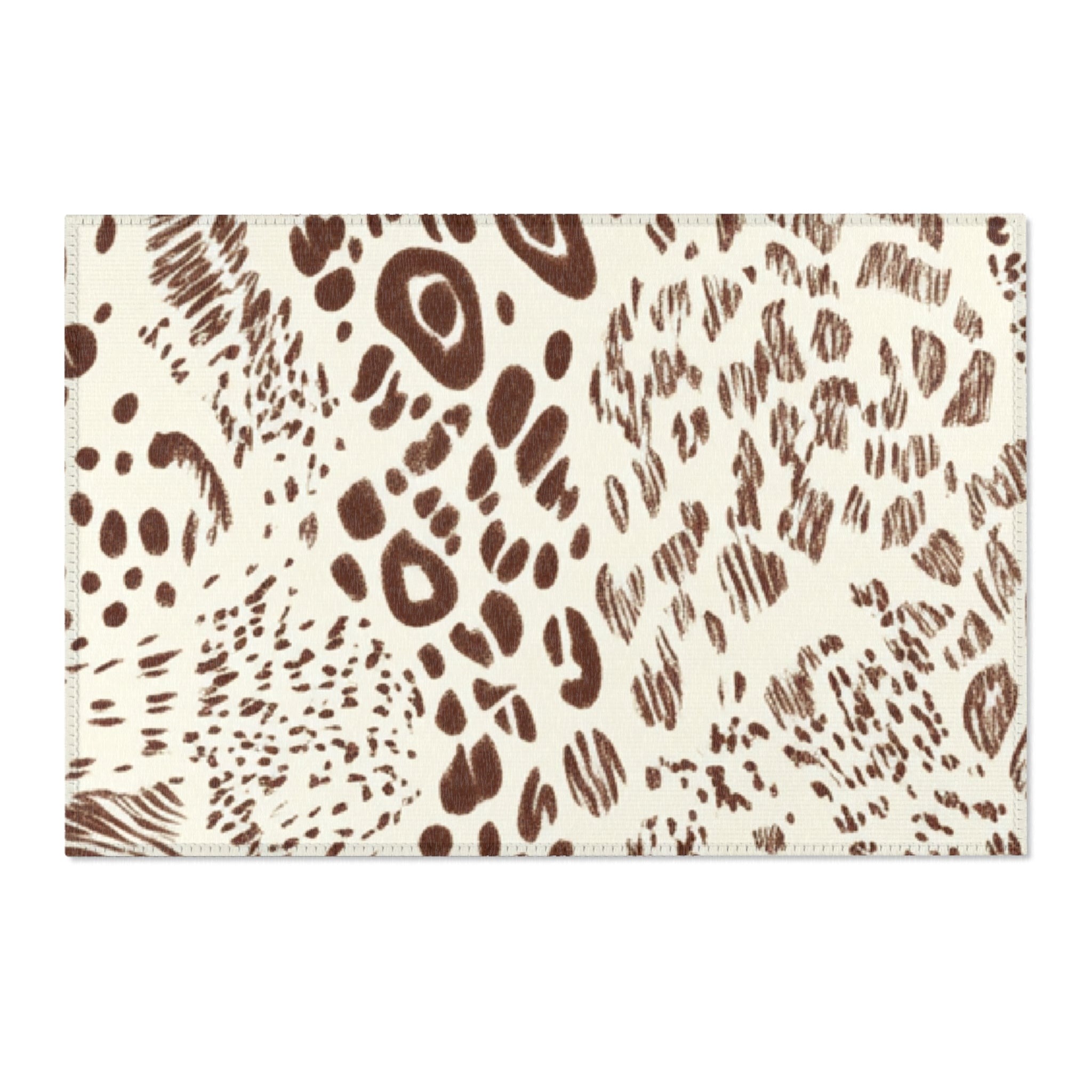 Cream and Brown Animal Print Area Rug, Artsulli - Art is Long, Life is Short, Home Decor, Size, 36" × 24", , , , , 22686241090130400031