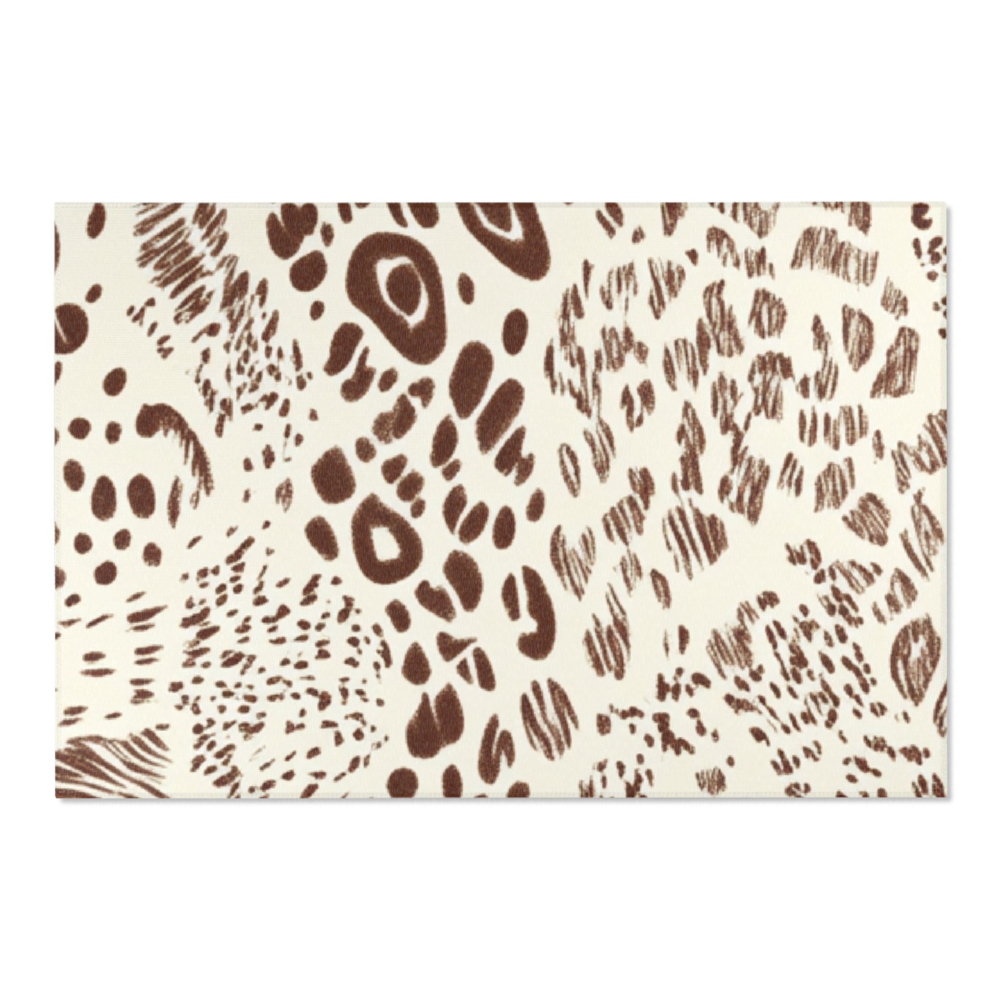 Cream and Brown Animal Print Area Rug, Artsulli - Art is Long, Life is Short, Home Decor, Size, 72" × 48", , , , , 22893766657802107444