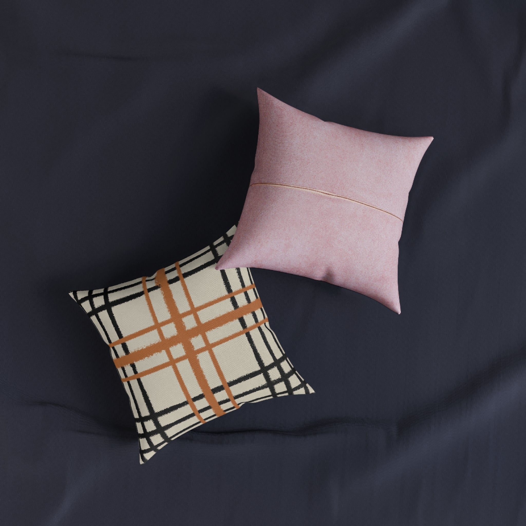 JAKKOUTTHEBXX Cream and Orange Plaid Throw Pillow 2025