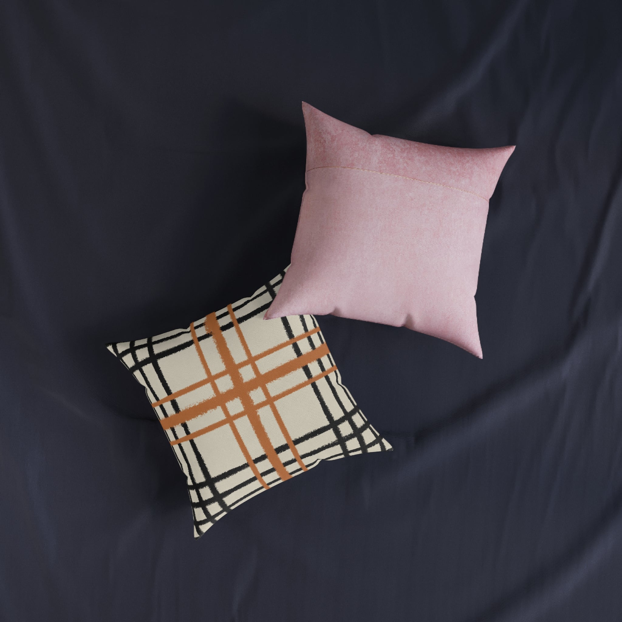 JAKKOUTTHEBXX Cream and Orange Plaid Throw Pillow 2025