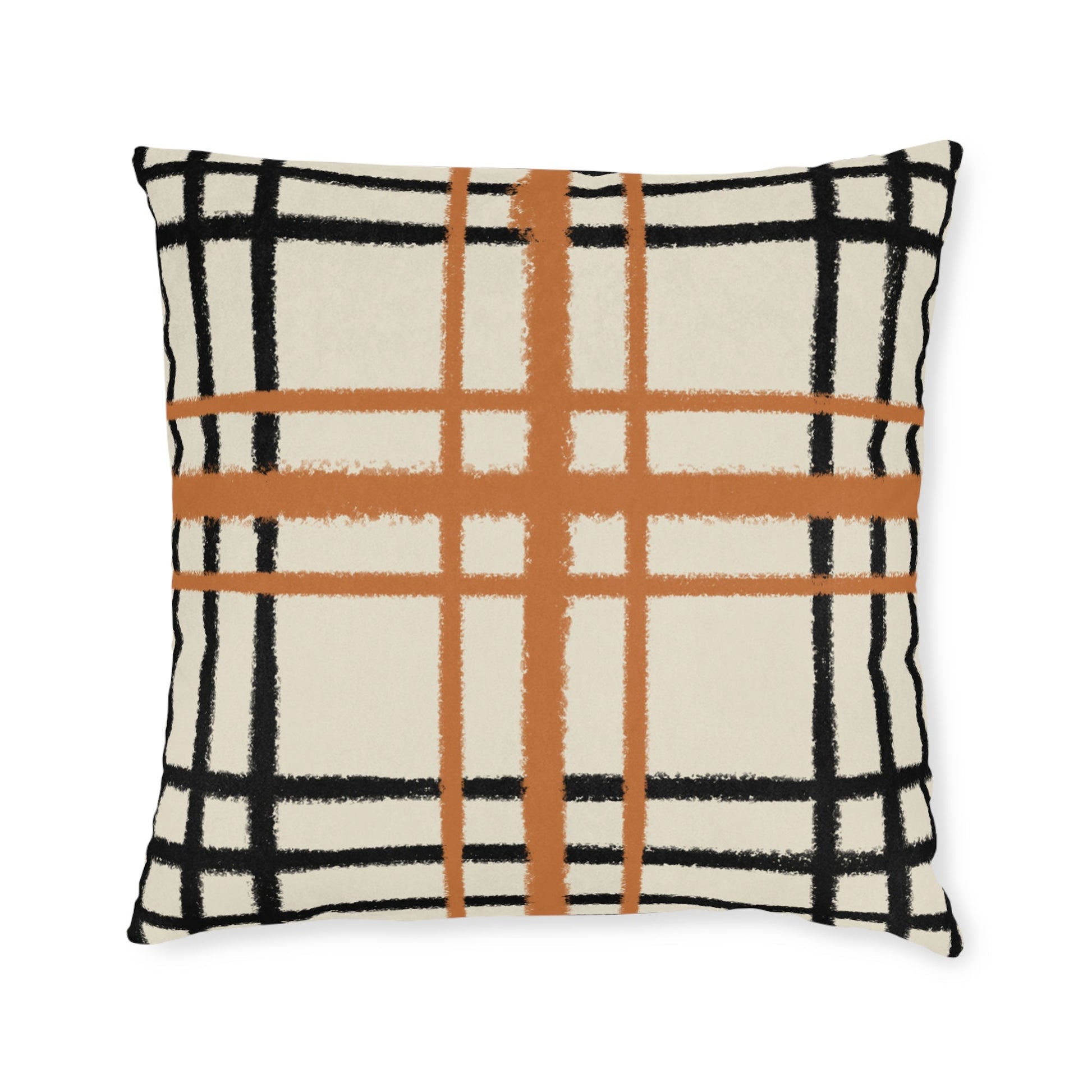 JAKKOUTTHEBXX Cream and Orange Plaid Throw Pillow 2025
