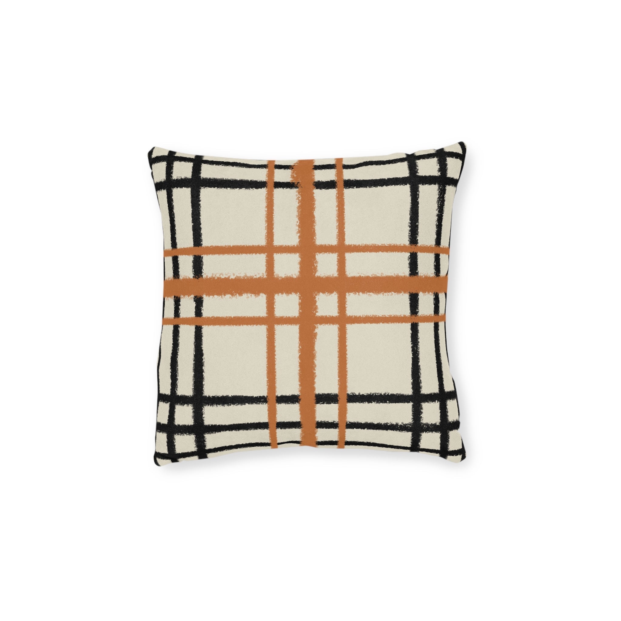 JAKKOUTTHEBXX Cream and Orange Plaid Throw Pillow 2025