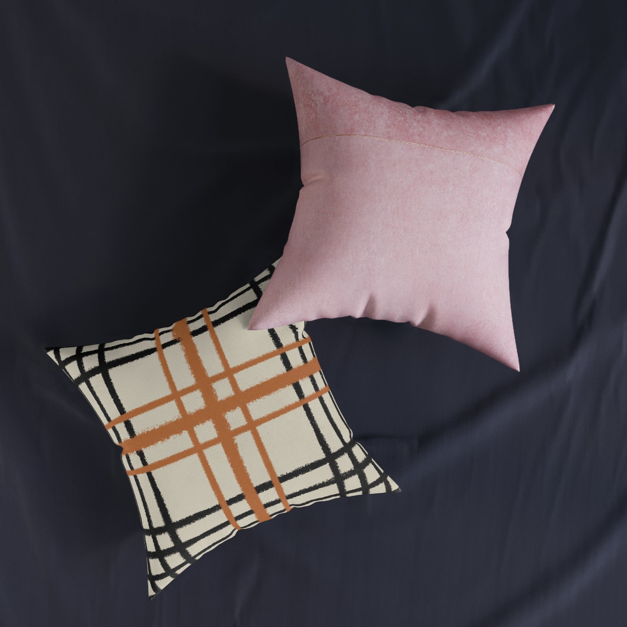 JAKKOUTTHEBXX Cream and Orange Plaid Throw Pillow 2025