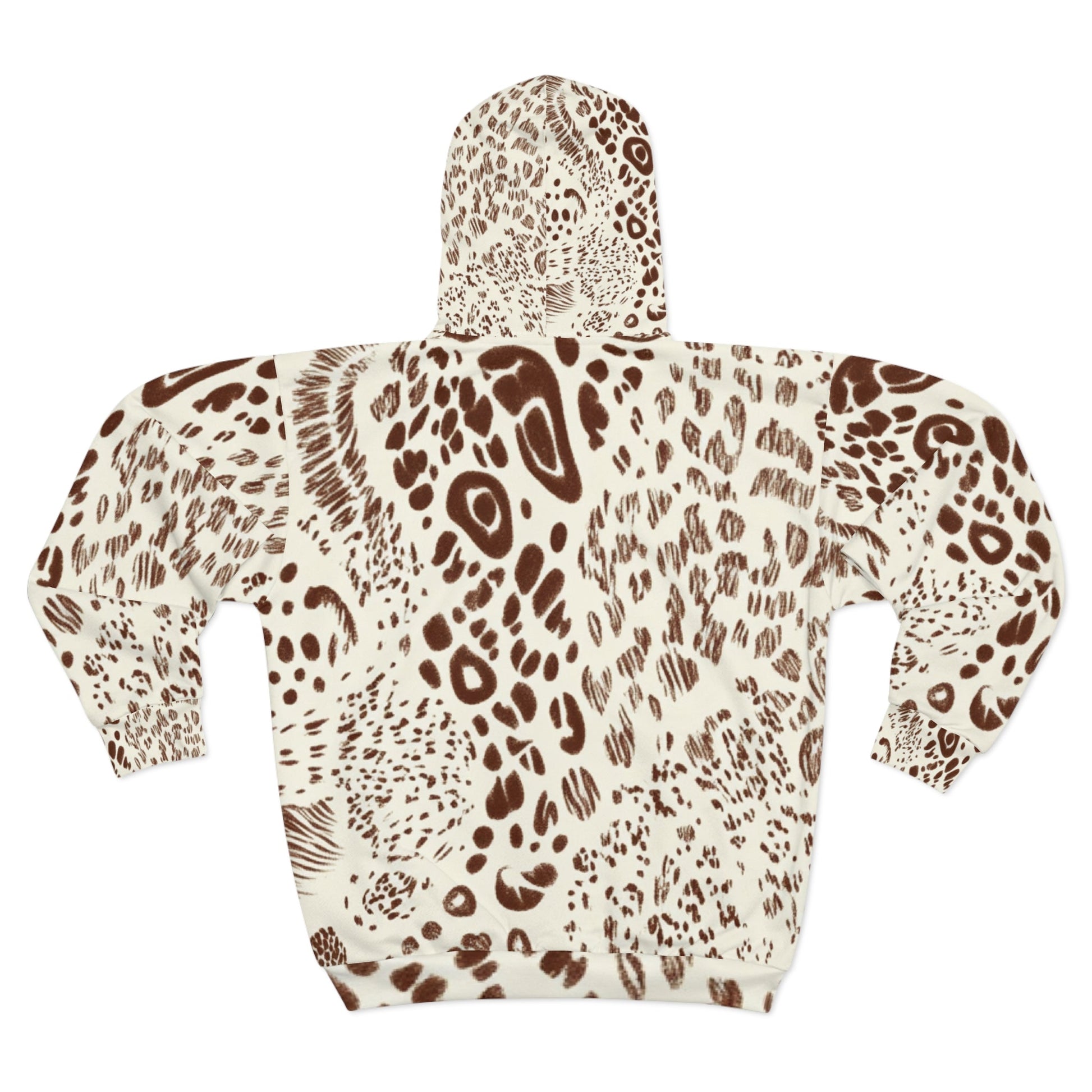 Cream Animal Print Zip Hoodie, Artsulli - Art is Long, Life is Short, All Over Prints, , , , , , , 