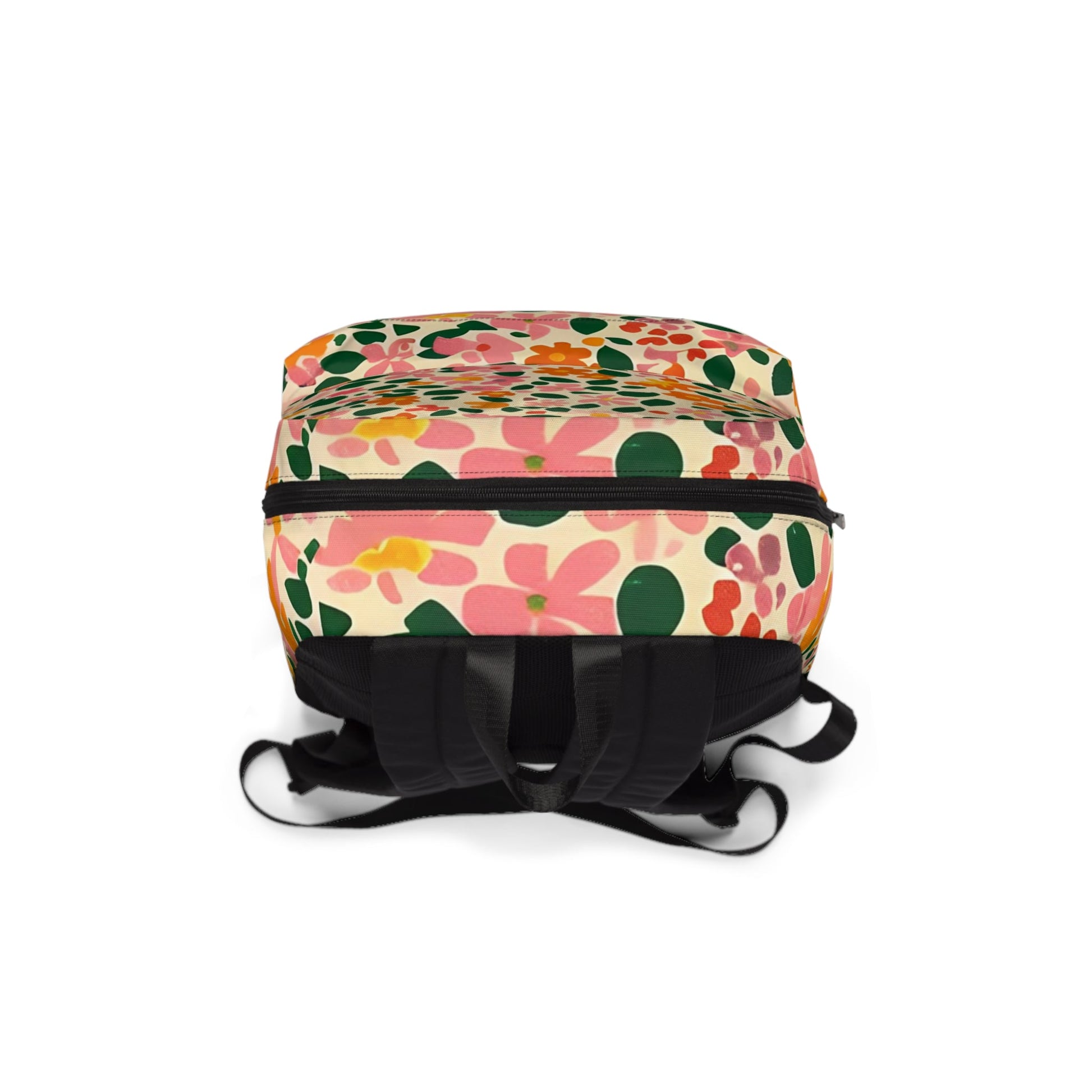 Cream Floral Classic Backpack, Artsulli - Art is Long, Life is Short, Bags, , , , , , , 
