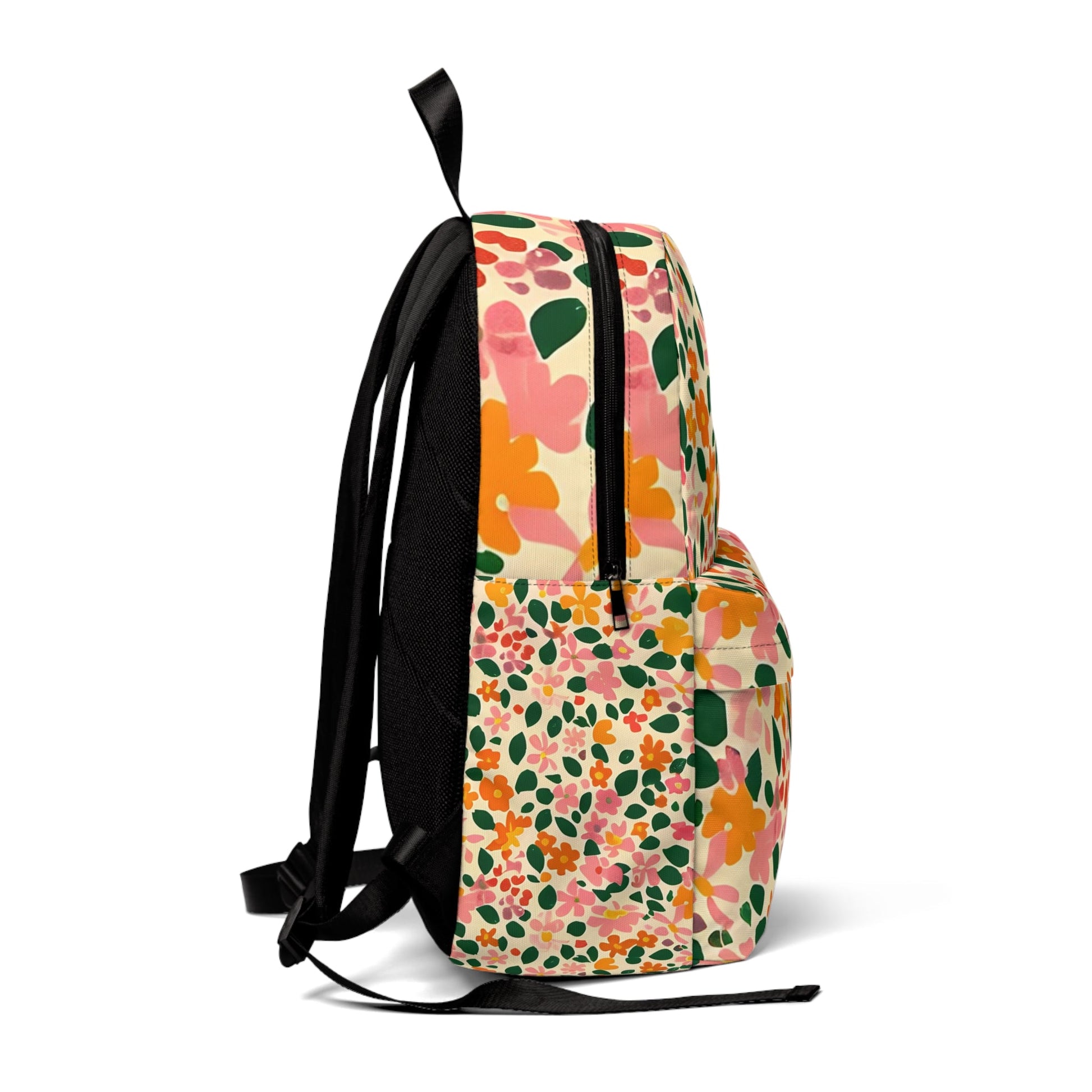 Cream Floral Classic Backpack, Artsulli - Art is Long, Life is Short, Bags, , , , , , , 