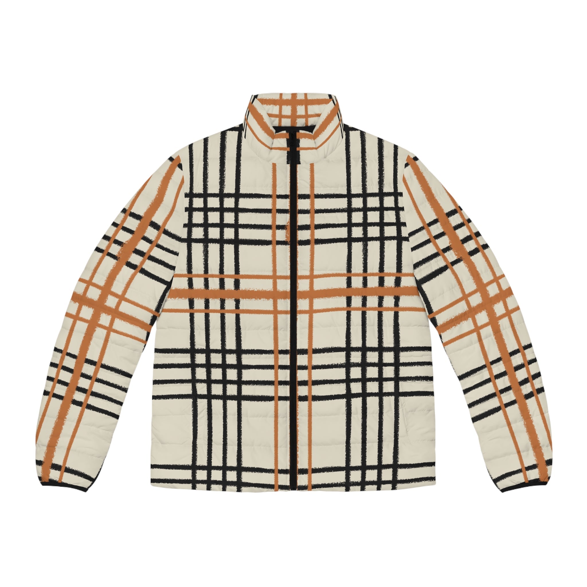 JAKKOUTTHEBXX Cream Plaid Fleece Puffer Jacket 2025