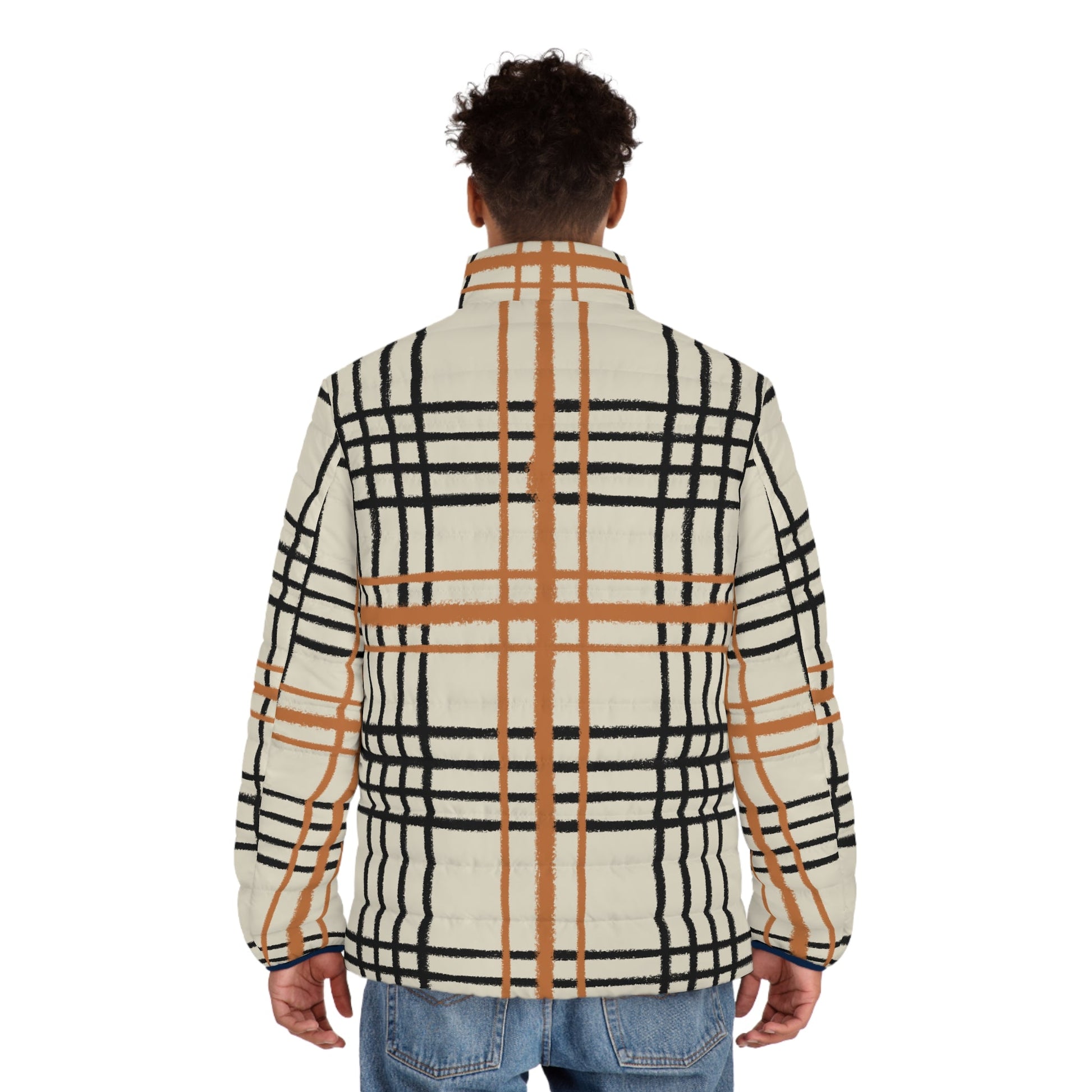 JAKKOUTTHEBXX Cream Plaid Fleece Puffer Jacket 2025