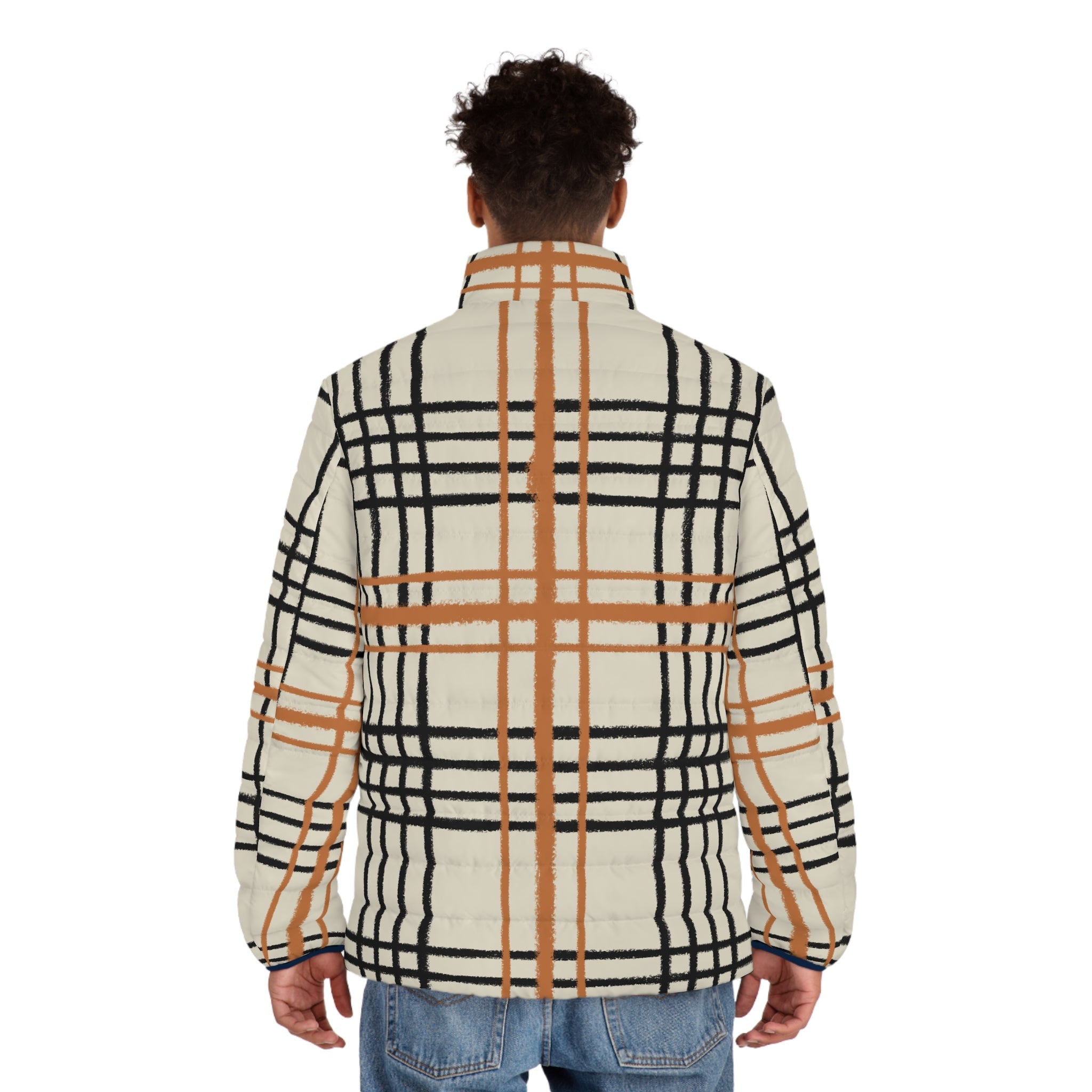 JAKKOUTTHEBXX Cream Plaid Fleece Puffer Jacket 2025