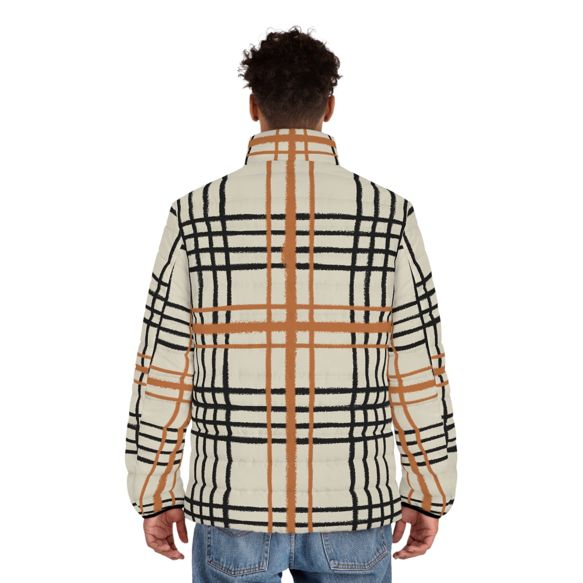 JAKKOUTTHEBXX Cream Plaid Fleece Puffer Jacket 2025