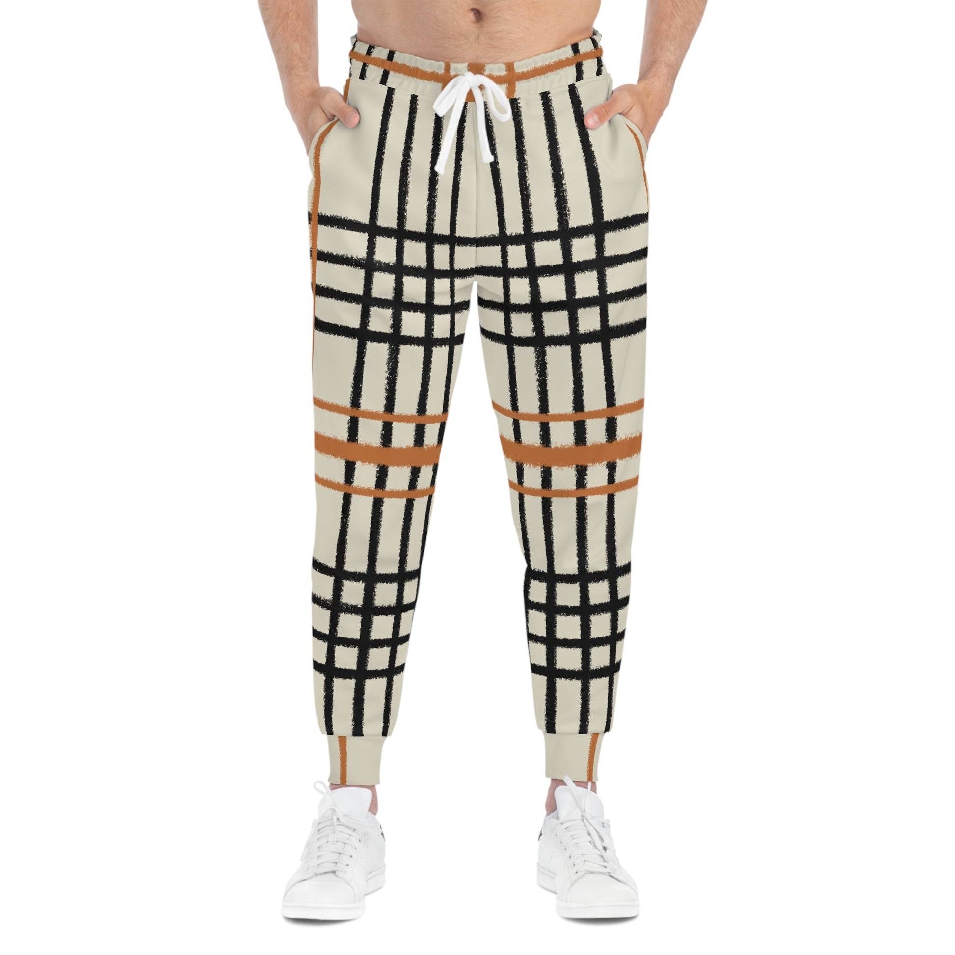 Cream Plaid Knit Joggers, Artsulli - Art is Long, Life is Short, All Over Prints, , , , , , , 