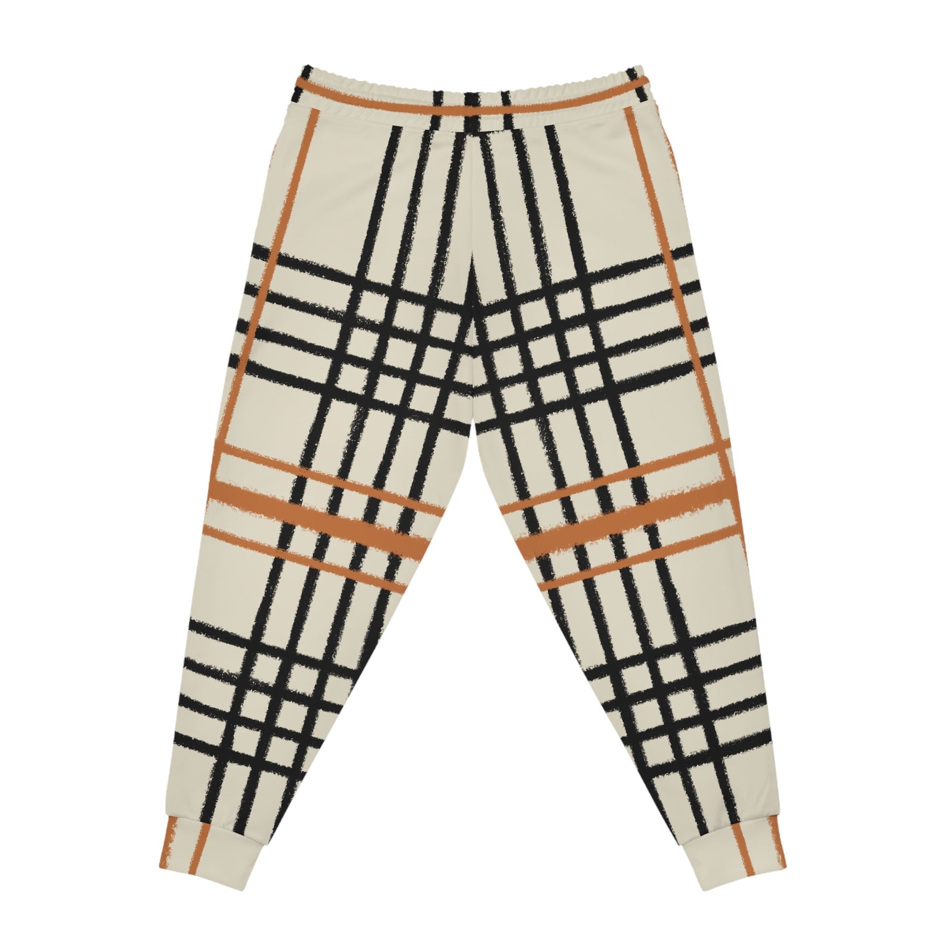 Cream Plaid Knit Joggers, Artsulli - Art is Long, Life is Short, All Over Prints, , , , , , , 