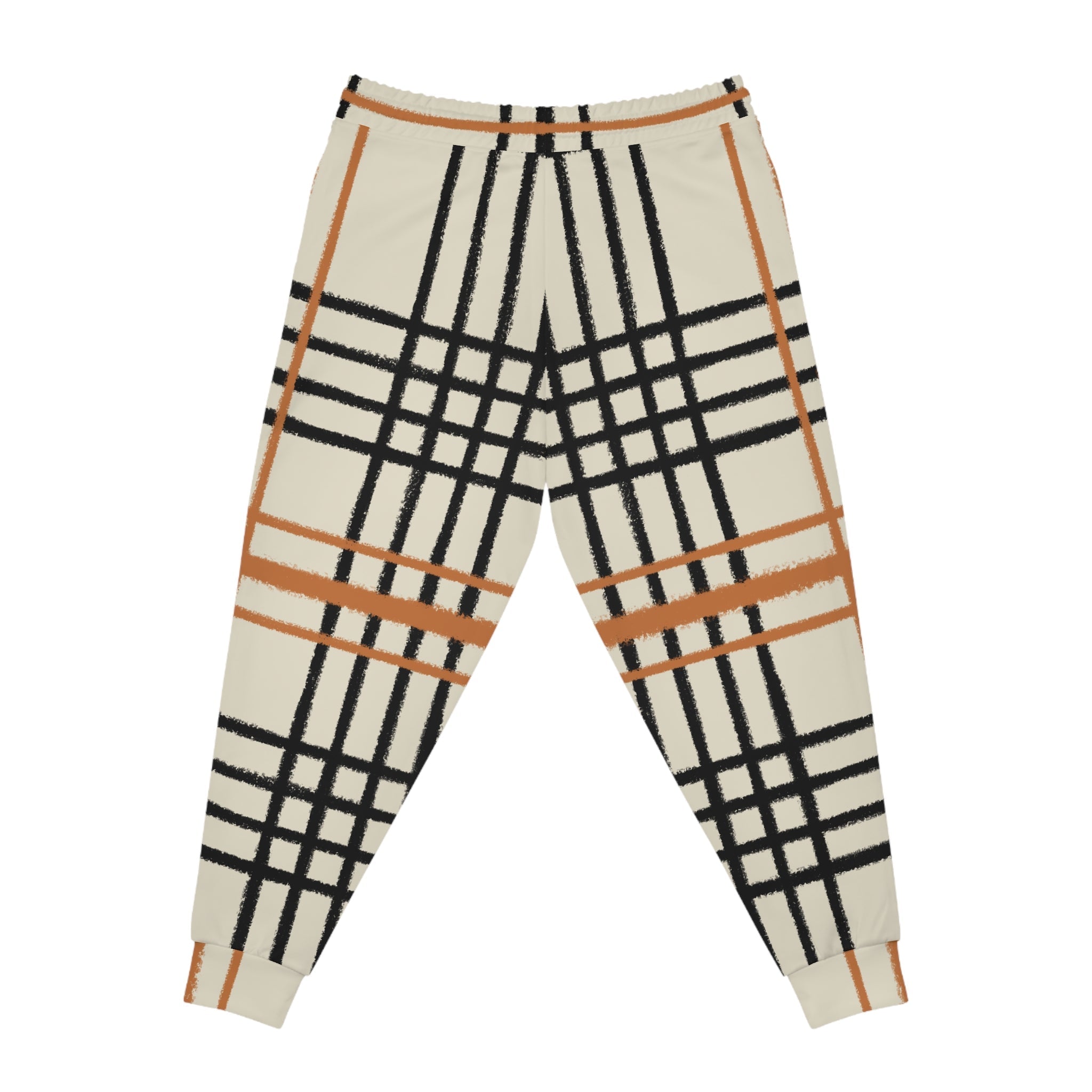 Cream Plaid Knit Joggers, Artsulli - Art is Long, Life is Short, All Over Prints, , , , , , , 