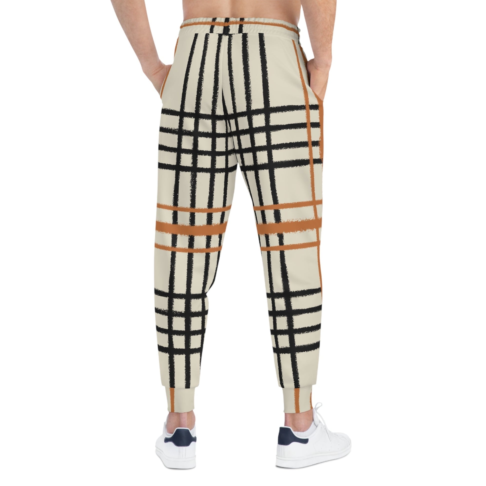 Cream Plaid Knit Joggers, Artsulli - Art is Long, Life is Short, All Over Prints, , , , , , , 