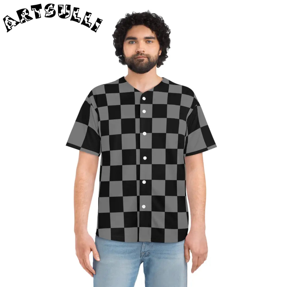 Crowd Favorite Checkered Baseball Jersey, Artsulli - Art is Long, Life is Short, All Over Prints, , , , , , , 