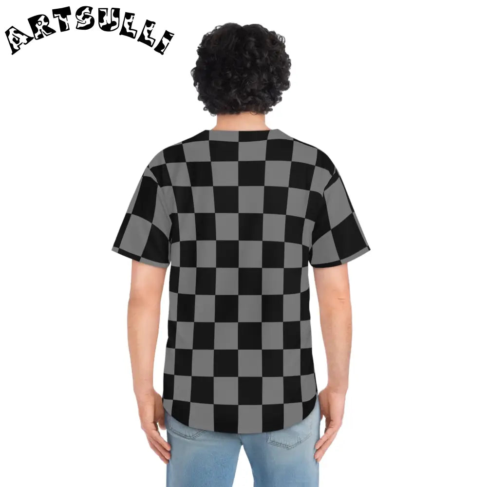Crowd Favorite Checkered Baseball Jersey, Artsulli - Art is Long, Life is Short, All Over Prints, , , , , , , 