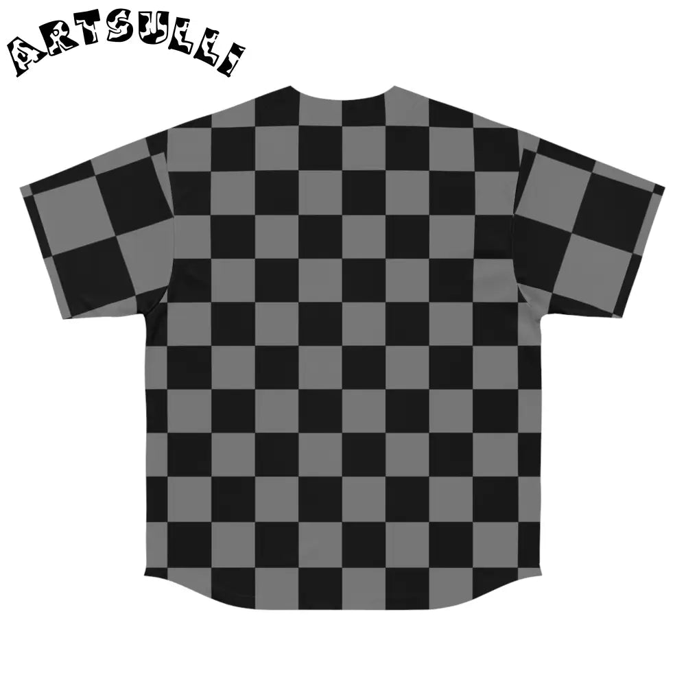 Crowd Favorite Checkered Baseball Jersey, Artsulli - Art is Long, Life is Short, All Over Prints, , , , , , , 