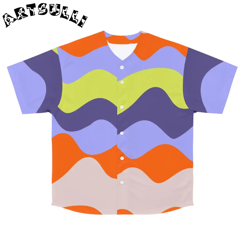 Crowd Favorite Wavy Print Baseball Jersey, Artsulli - Art is Long, Life is Short, All Over Prints, Size, S, Color, Seam thread color automatically matched to design, , , 16829388088180807415