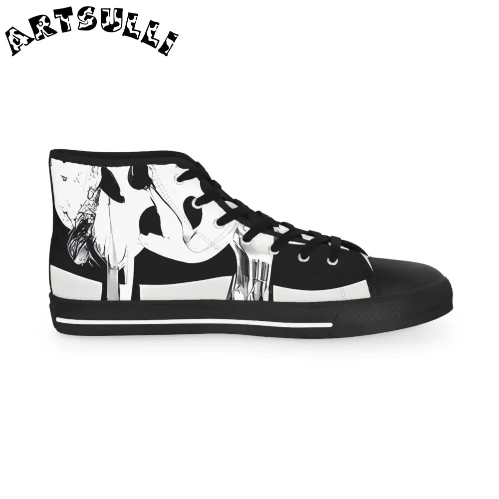 JAKKOUTTHEBXX Black and white patterned high top canvas sneakers