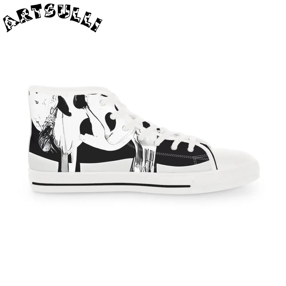 JAKKOUTTHEBXX Black and white patterned high top canvas sneakers