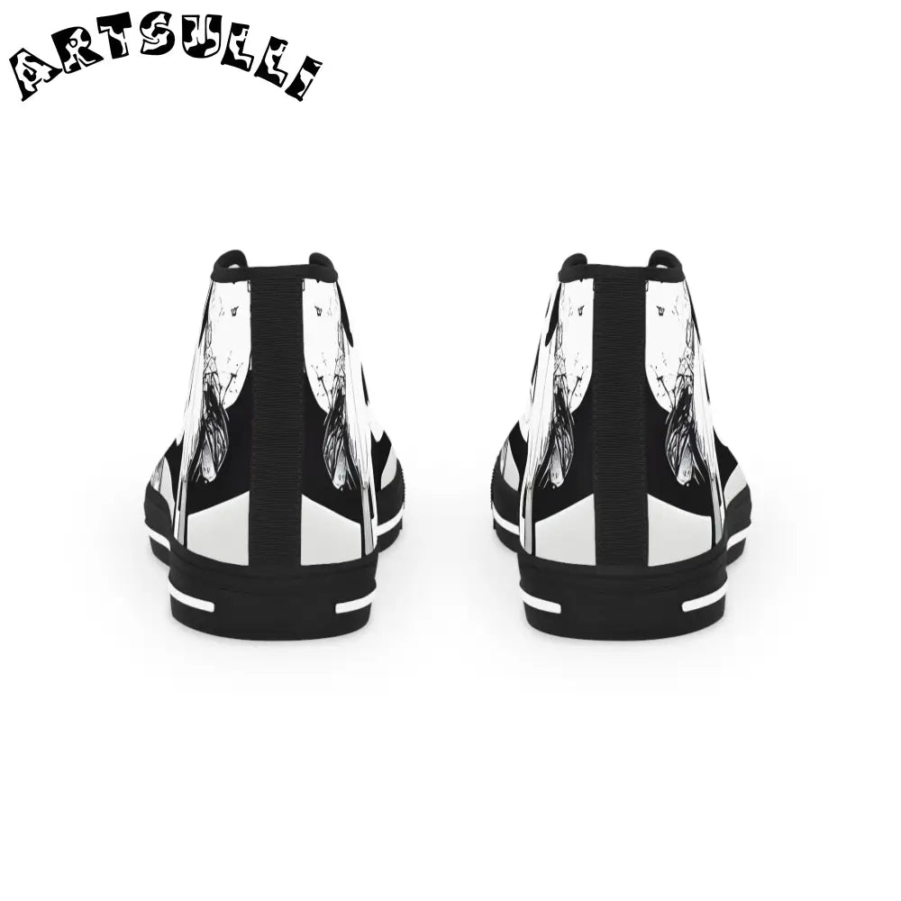 JAKKOUTTHEBXX Black and white patterned high top canvas sneakers