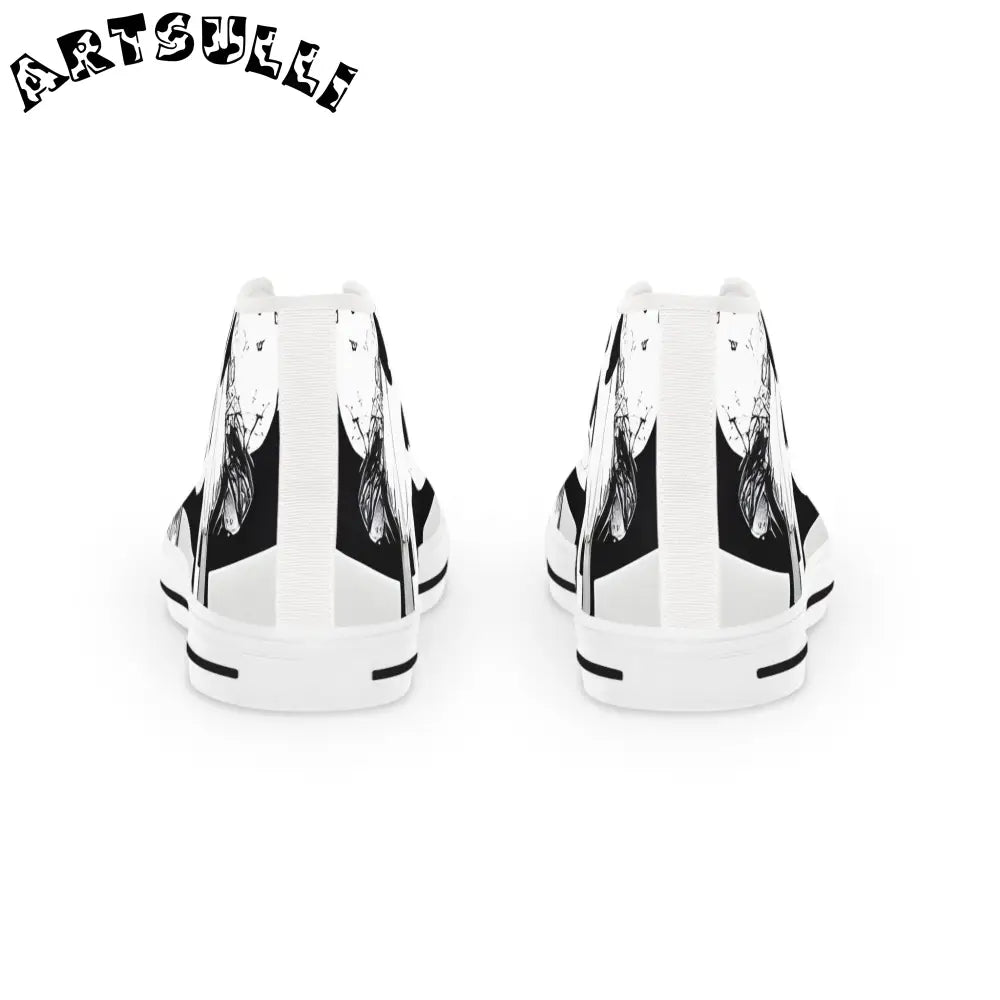 JAKKOUTTHEBXX Black and white patterned high top canvas sneakers