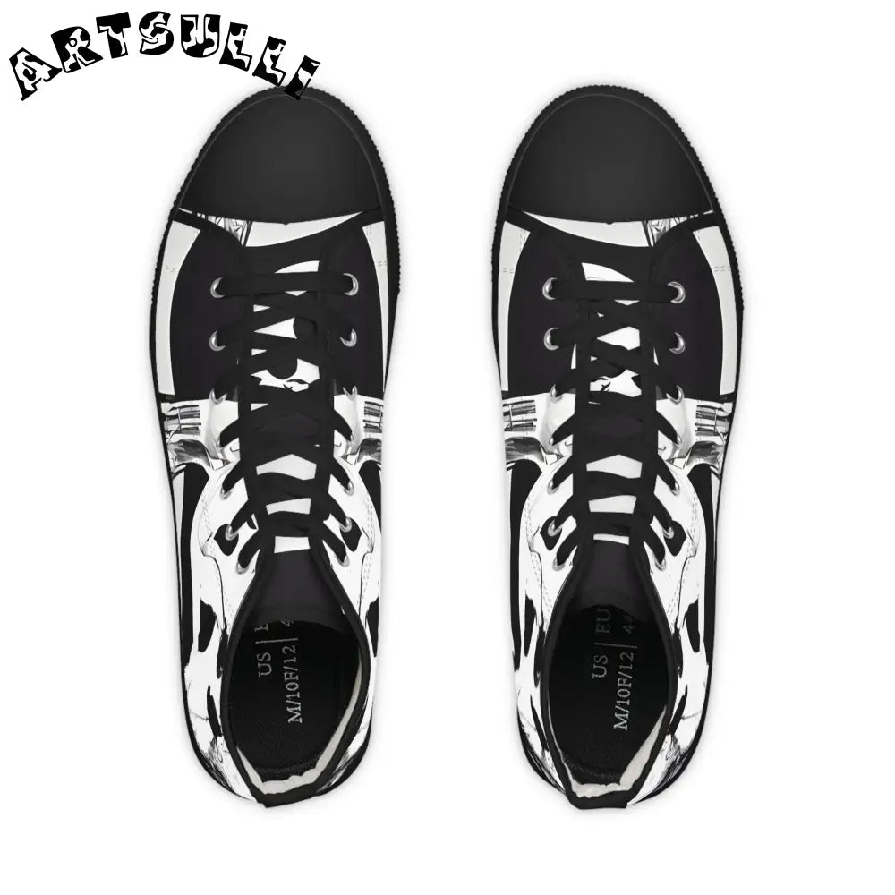 JAKKOUTTHEBXX Black and white patterned high top canvas sneakers