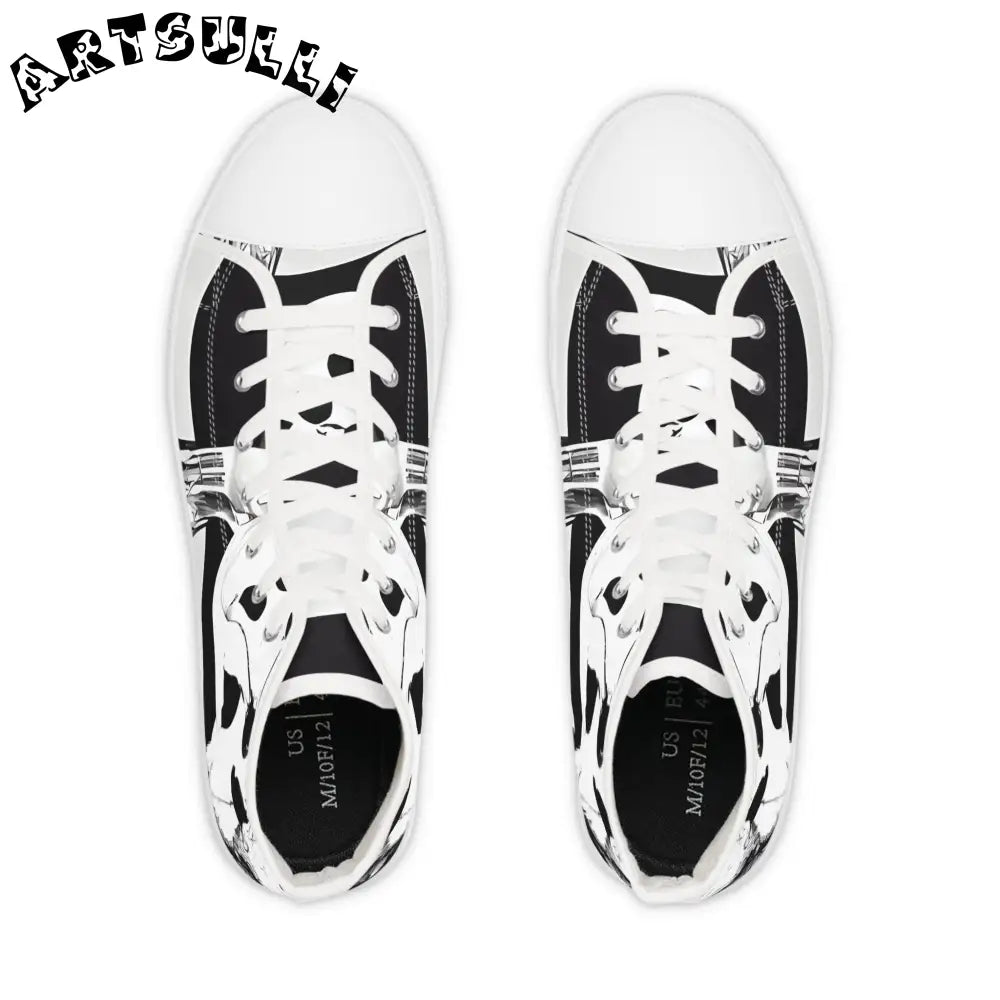 JAKKOUTTHEBXX Black and white patterned high top canvas sneakers