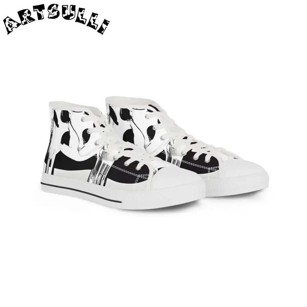 JAKKOUTTHEBXX Black and white patterned high top canvas sneakers