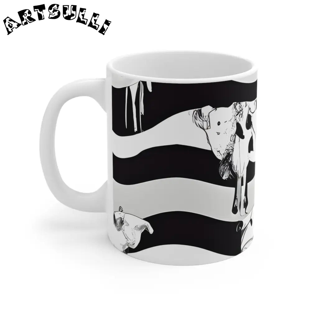 JAKKOUTTHEBXX Black and White Cow Pattern Ceramic Mug 11oz Cattle