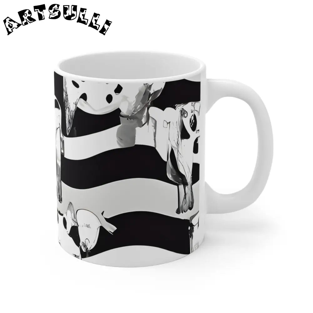 JAKKOUTTHEBXX Black and White Cow Pattern Ceramic Mug 11oz Cattle