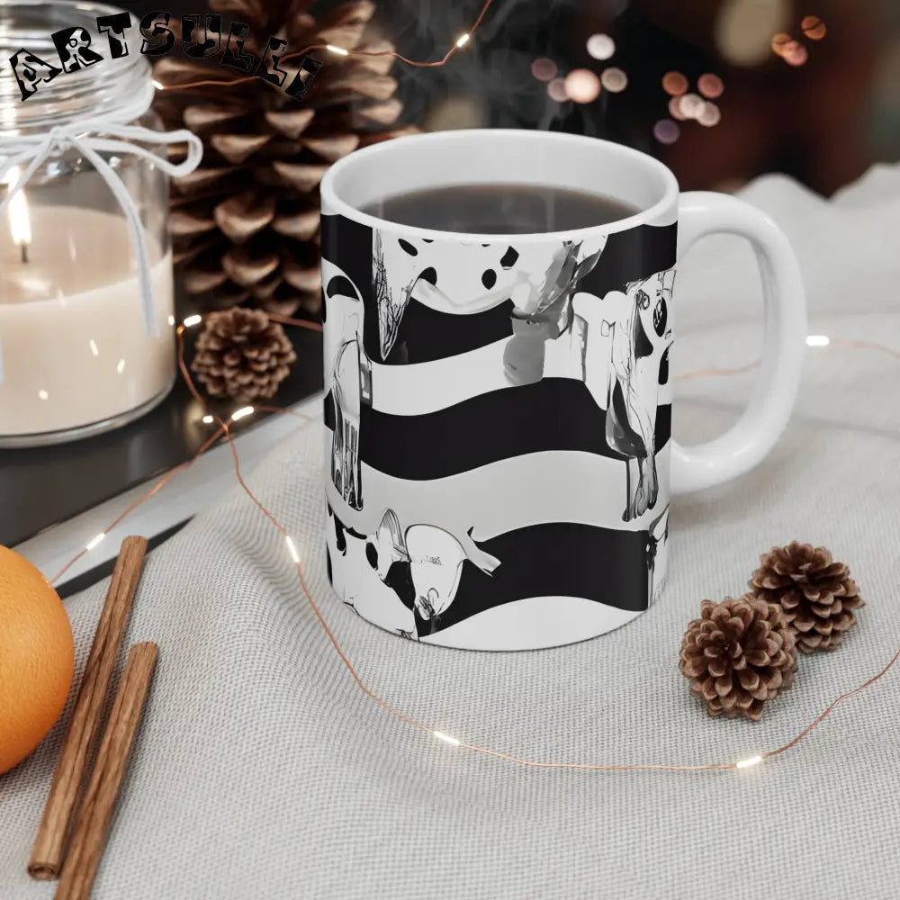 JAKKOUTTHEBXX Black and White Cow Pattern Ceramic Mug 11oz Cattle