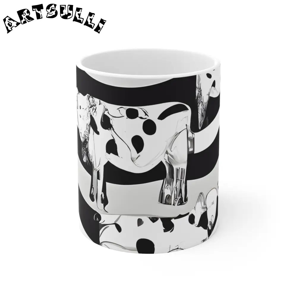JAKKOUTTHEBXX Black and White Cow Pattern Ceramic Mug 11oz Cattle
