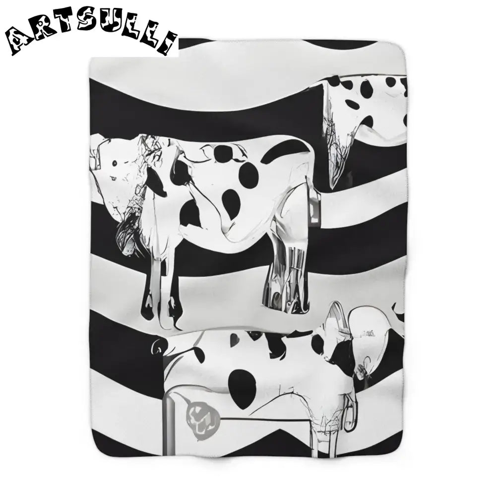 JAKKOUTTHEBXX Cozy Fleece Blanket with Black and White Cow Pattern 2025