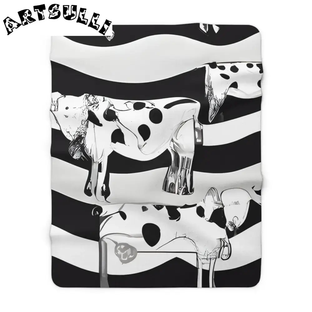 JAKKOUTTHEBXX Cozy Fleece Blanket with Black and White Cow Pattern 2025