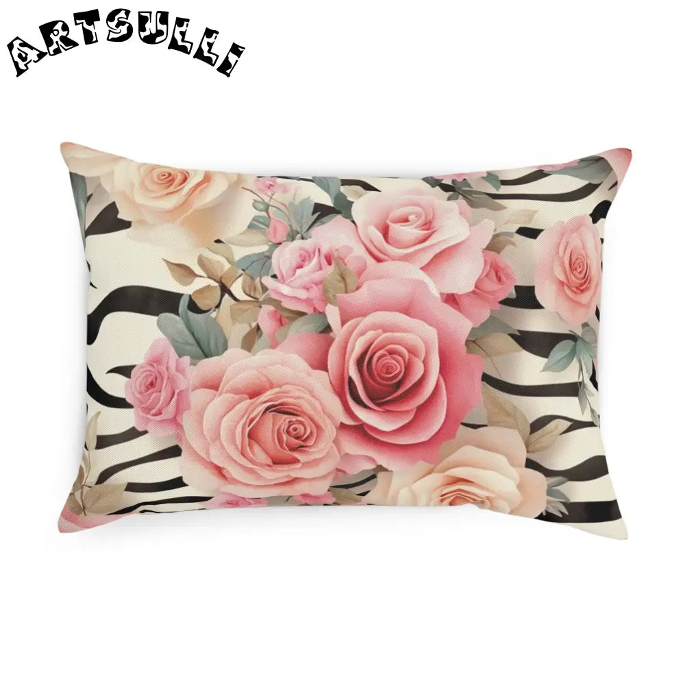 JAKKOUTTHEBXX Pink Rose Zebra Print Throw Pillow 2025