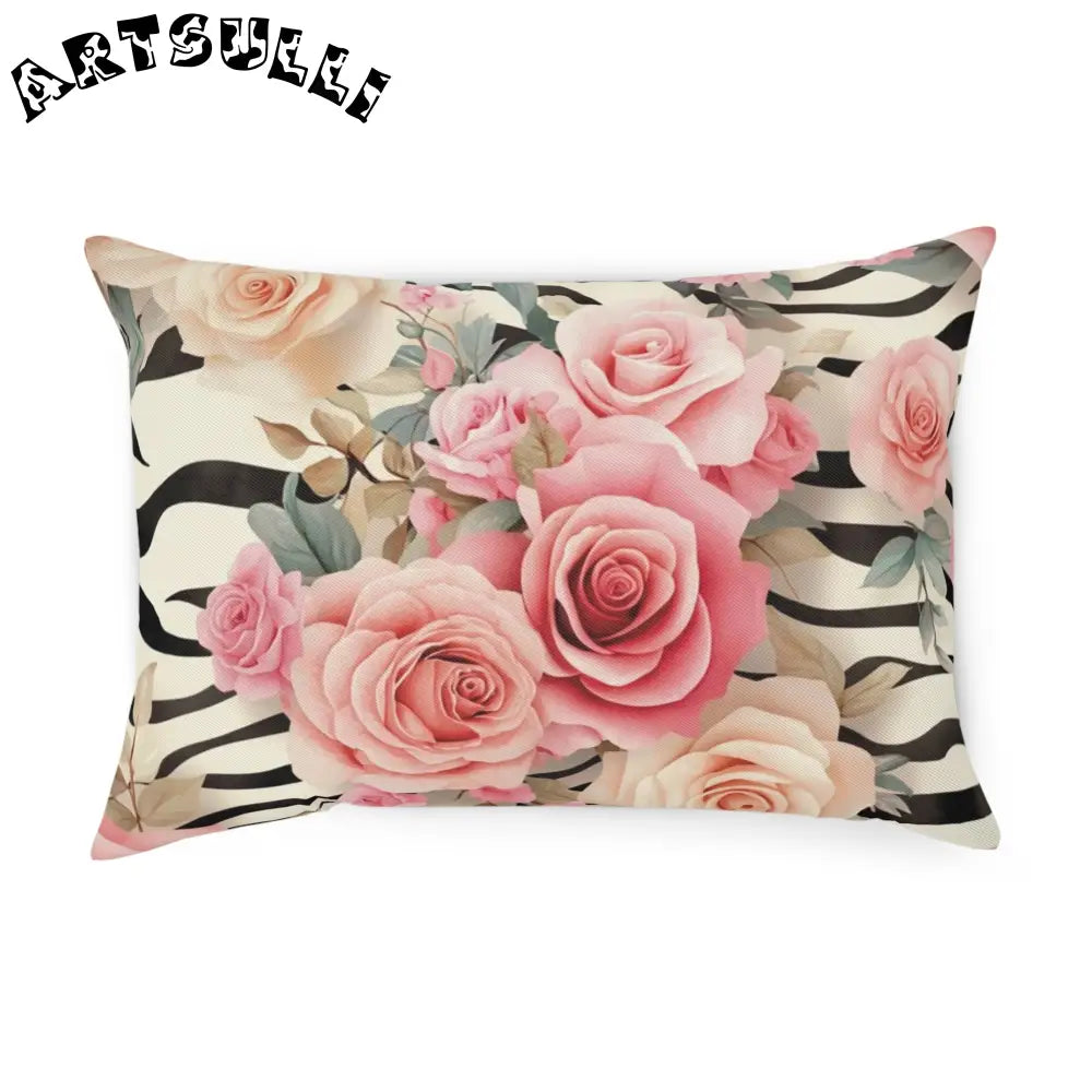 JAKKOUTTHEBXX Pink Rose Zebra Print Throw Pillow 2025