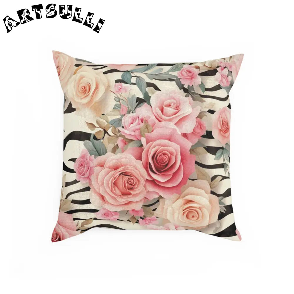 JAKKOUTTHEBXX Pink Rose Zebra Print Throw Pillow 2025