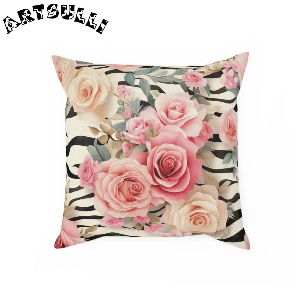 JAKKOUTTHEBXX Pink Rose Zebra Print Throw Pillow 2025