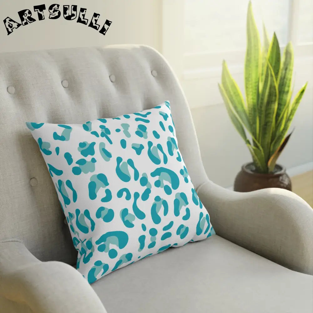 JAKKOUTTHEBXX Teal Leopard Print Pillow 2025